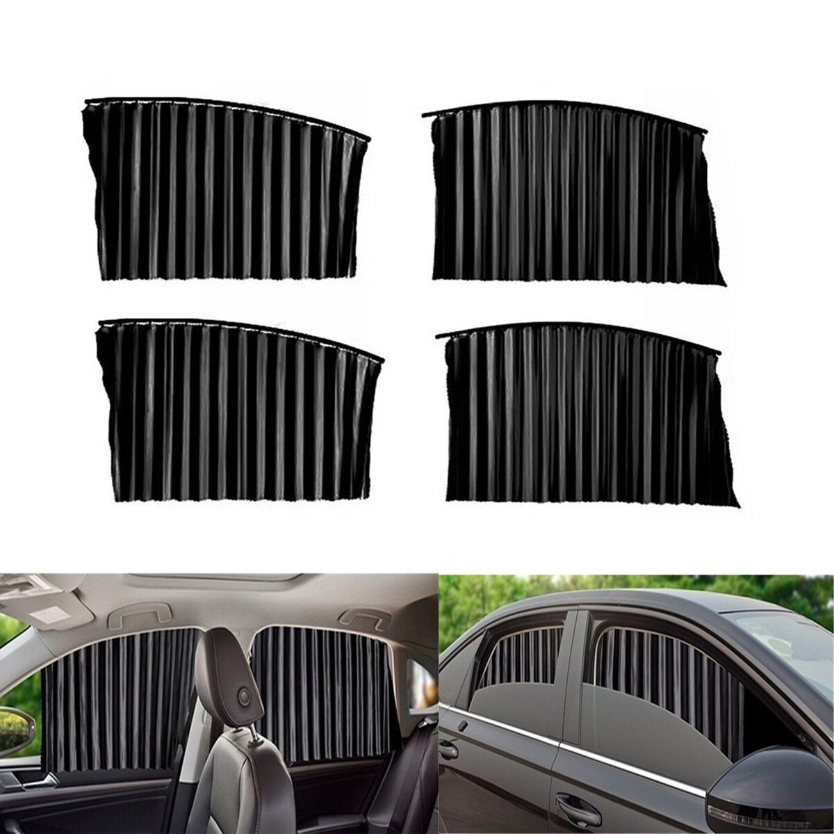KIT 4 TENDA TENDINA PARASOLE RAGGI UV MAGNETICA AUTO ANTERIORE E POSTERIORE NERA