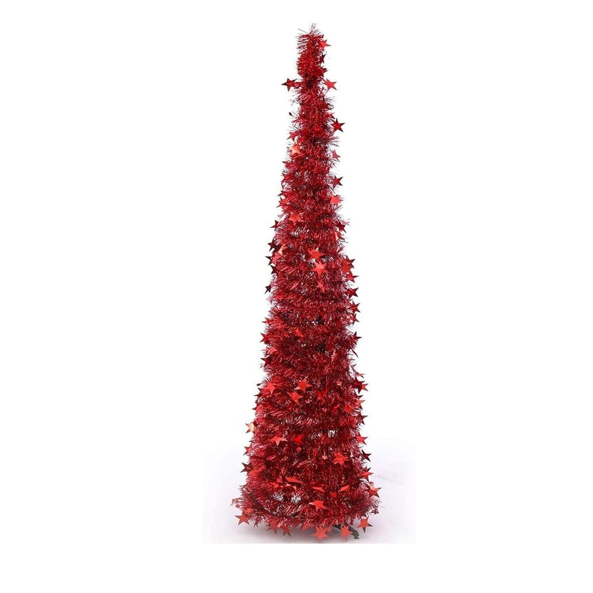 SAPIN DE NOËL ROUGE 1,22M AVEC PAILLETTES PLIABLE FACILE À MONTER