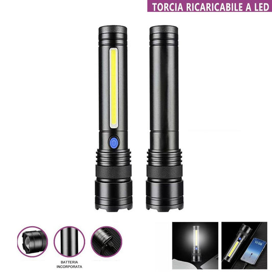 LAMPE TORCHE RECHARGEABLE LED LATÉRAL COB USB PUISSANTE BATTERIE PORTABLE TE-B0622