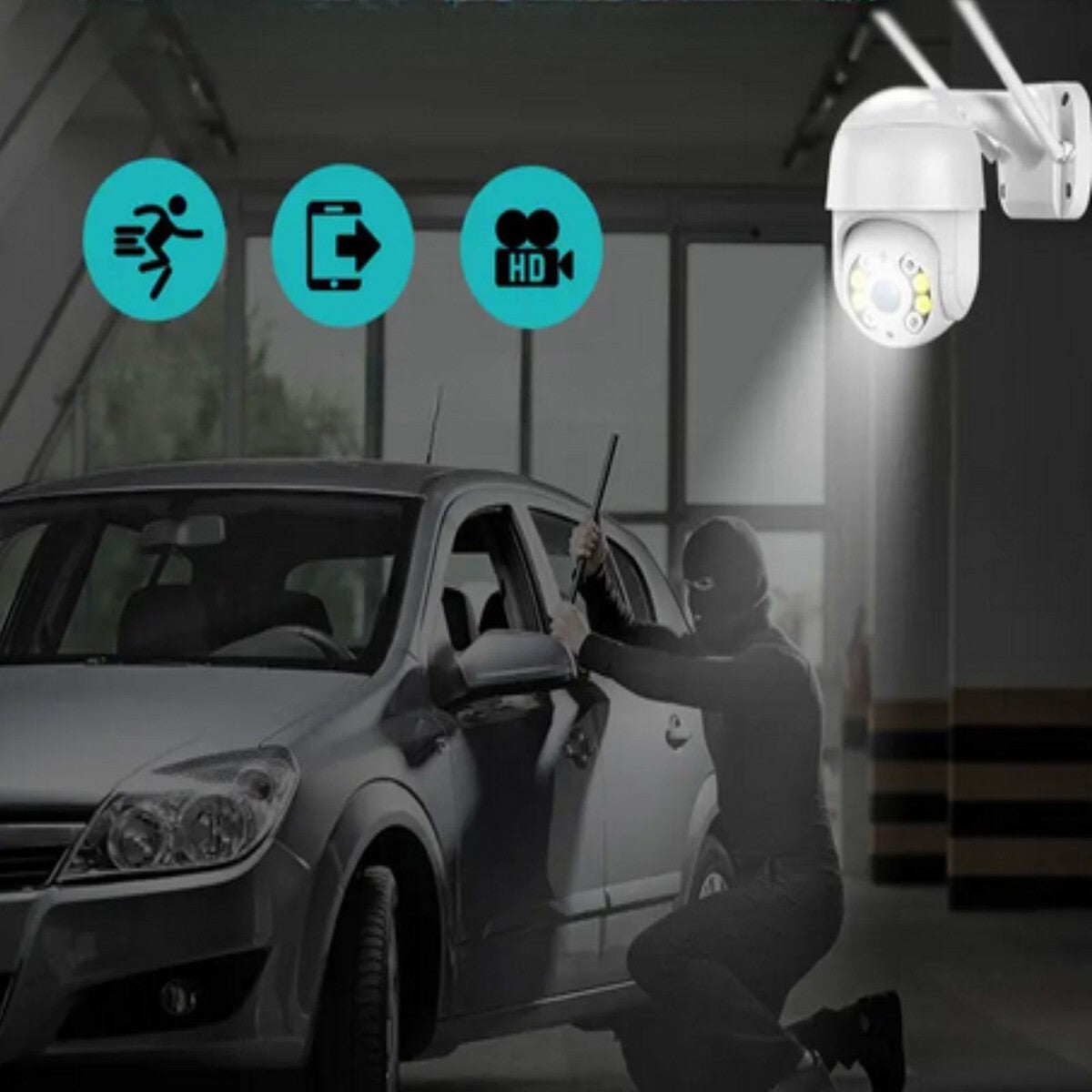 CAMÉRA VIDÉOSURVEILLANCE 8 LED WIFI 3.6MM 2 ANTENNES 12X8CM JTZ-8160QJ