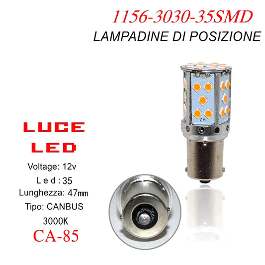AMPOULE CANBUS LUMIÈRE CHAUDE 35 LED VOITURE 1156 3030 12V CLIGNOTANT CA-85