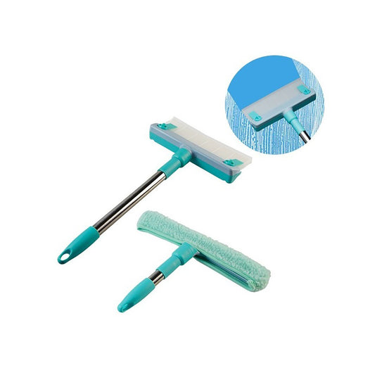 LAVAVETRI MICROFIBRA ASTA SILICONE PULIZIA FINESTRE VETRI SUPERFICI LISCE CASA