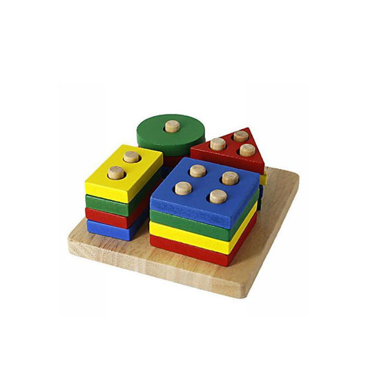JEU ÉDUCATIF BOIS MONTESSORI FORMES GÉOMÉTRIQUES EMPILABLES ENFANTS 52294A