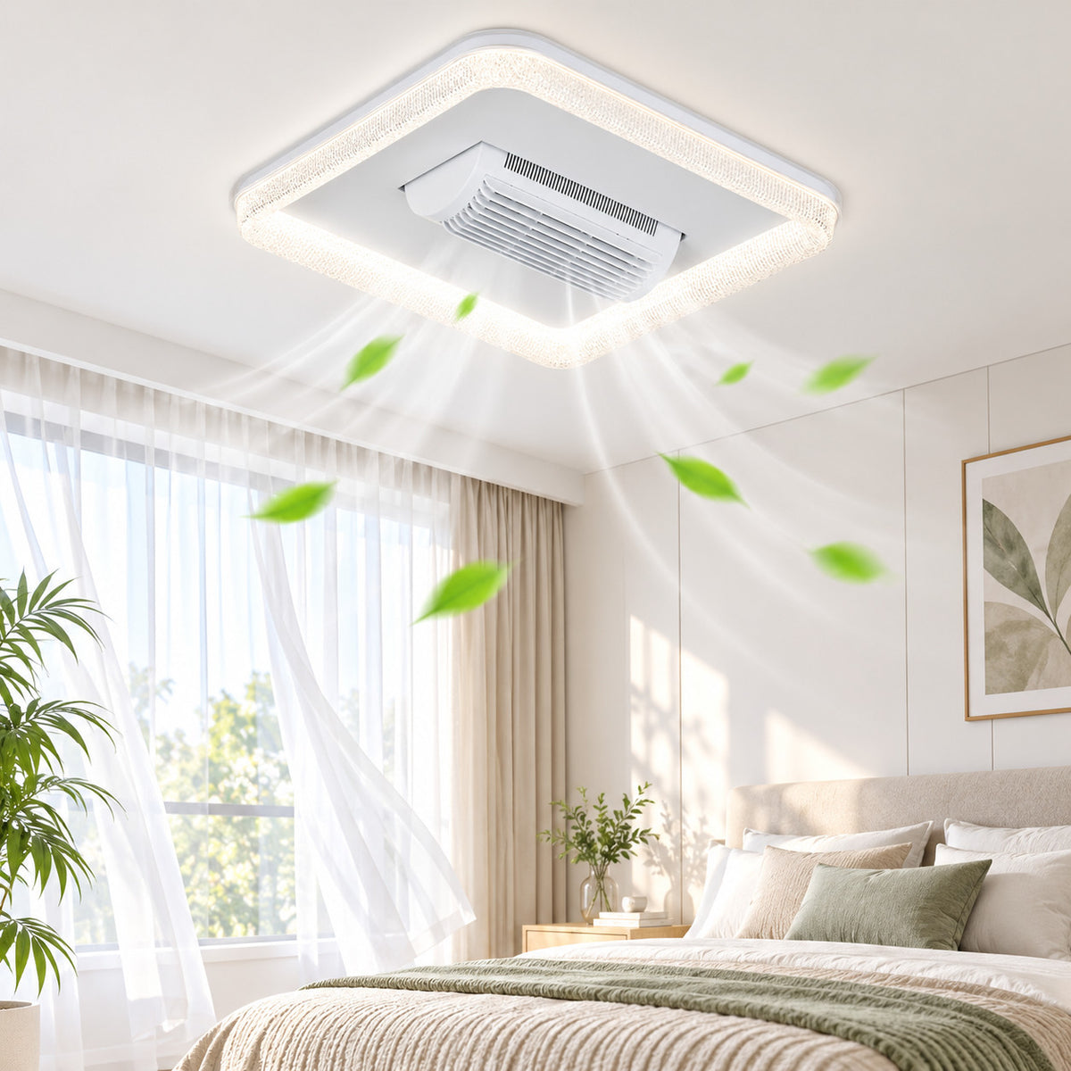 PLAFONIERA LED CON VENTILATORE 36W 500MM SENZA PALE LUCE CALDA FREDDA