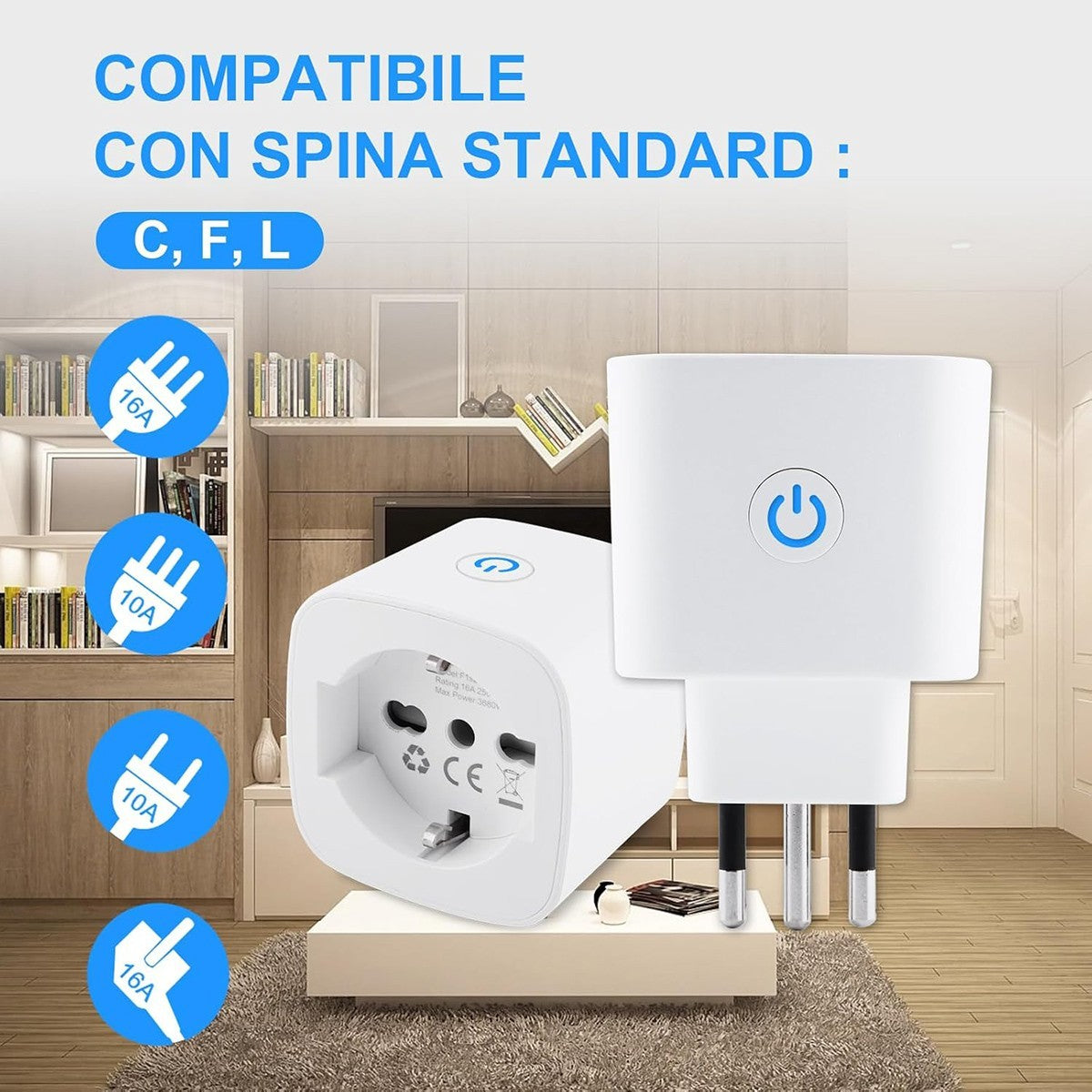 PRESA INTELLIGENTE WIFI 10A SMART LIFE TUYA PLUG SHUKO TIMER ALEXA GOOGLE HOME