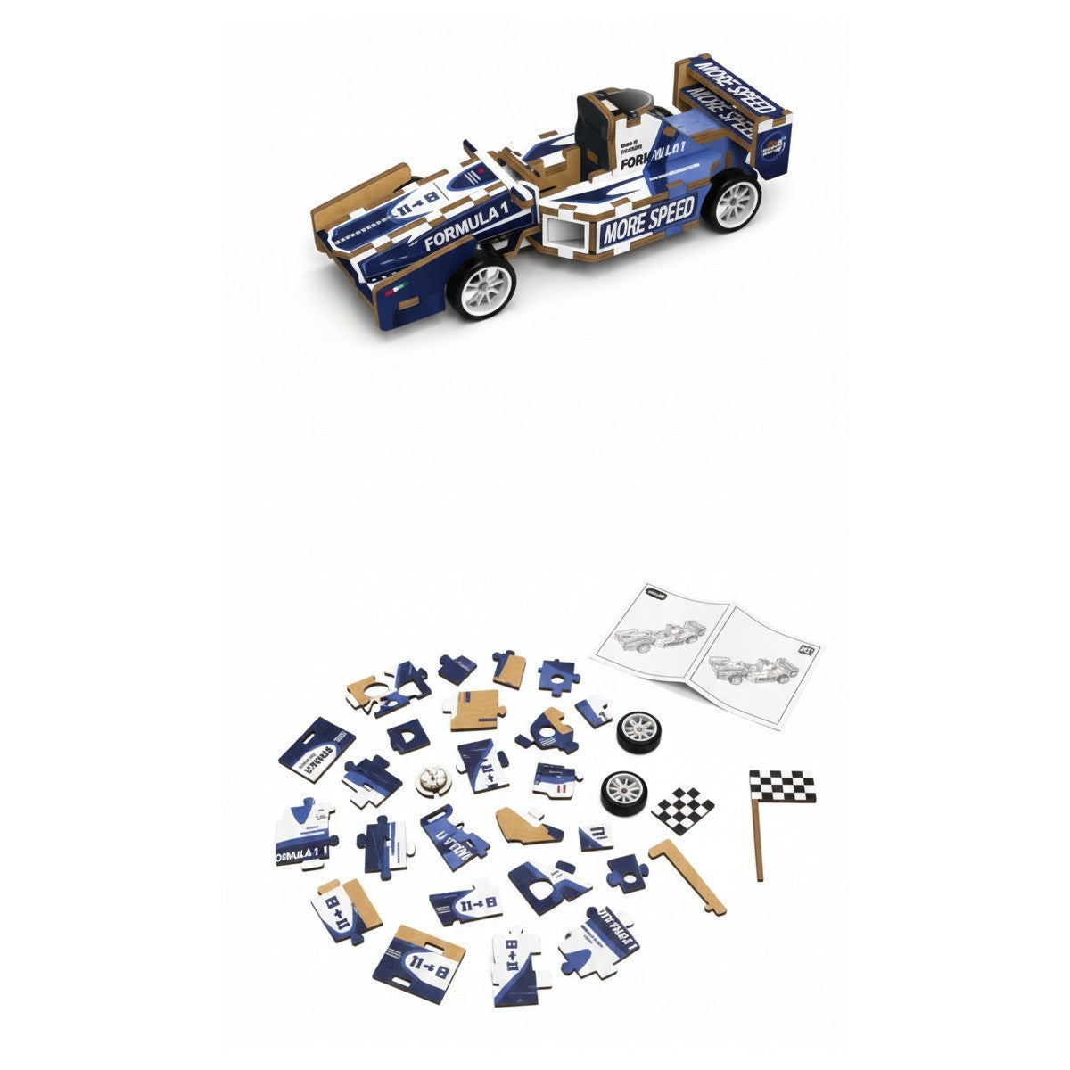 PUZZLE 3D FORMULA 1 AUTO CORSA LEGNO GIOCO COSTRUZIONI BAMBINI MODELLISMO 32383