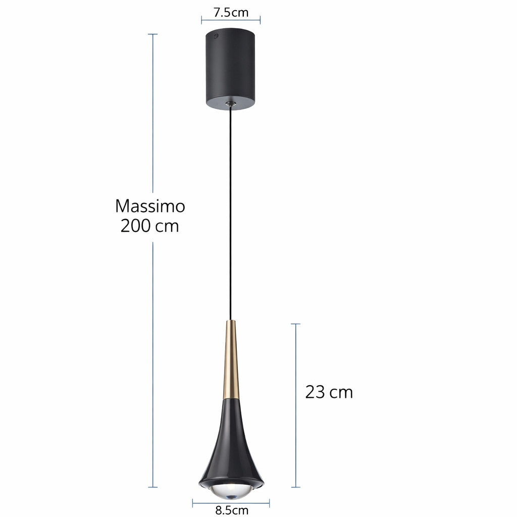 LAMPADA SOSPENSIONE LED 6W REGOLABILE 3 COLORI 3000K 4000K 6000K 530LM LP011