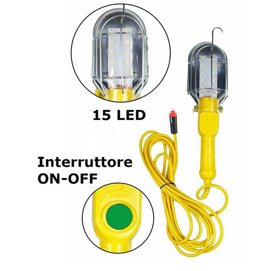 LAMPE PORTATIVE 15 LED TRAVAIL CÂBLE 10M CROCHET MÉCANICIEN ÉLECTRICIEN 12V