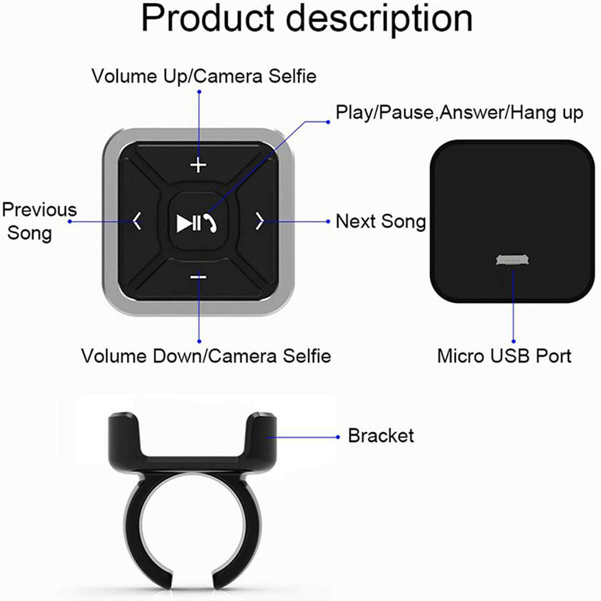 TELECOMANDO BLUETOOTH COMANDI AL VOLANTE PER SMARTPHON IN AUTO MOTO BICI WI-FI