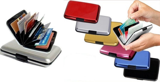 PORTA DOCUMENTI CARTE DI CREDITO RIGIDO IN ALLUMINIO RESISTENTE ALL'ACQUA WALLET