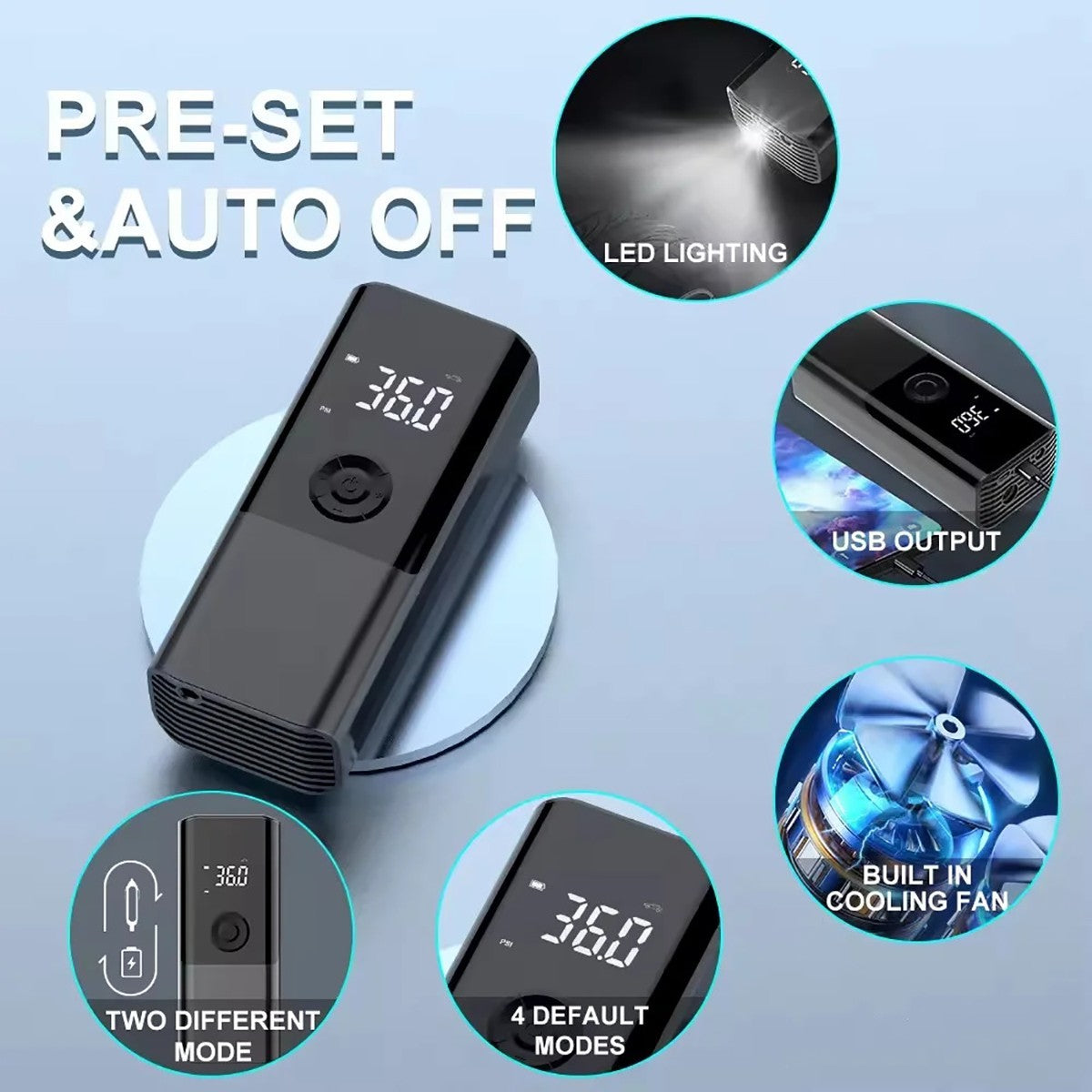 COMPRESSEUR D'AIR PORTABLE POUR VOITURE GONFLEUR RECHARGEABLE ÉCRAN LED VOITURE CZK3690