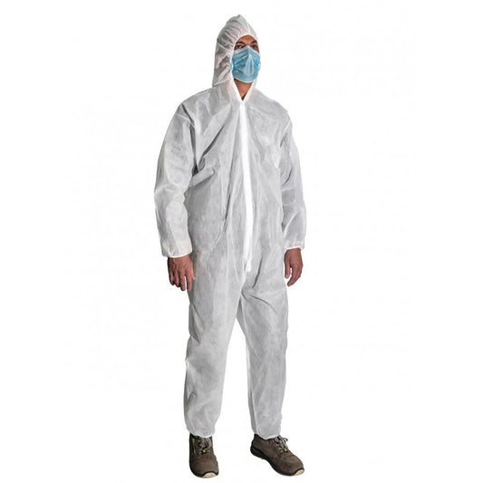 12 COMBINAISONS JETABLES DE TRAVAIL BLAUSE POIGNETS COMBINAISON ZIP CAPUCHE PROTECTION