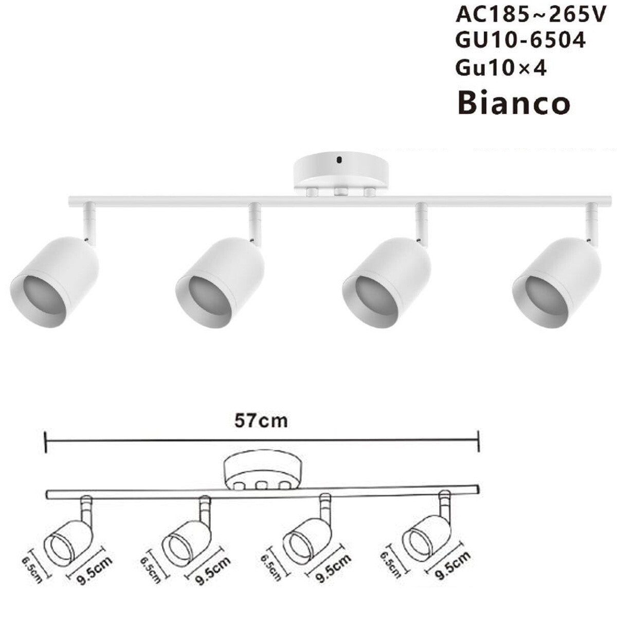 APPLIQUE 4 SPOTS 6.5*9.5CM PLAFONNIER ORIENTABLES GU10 LED BLANC 04