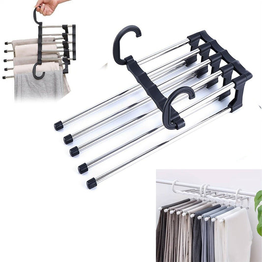 CINTRE GAIN DE PLACE POUR ARMOIRE SALLE DE BAIN POUR 5 PANTALONS PLIABLE AVEC CROCHET