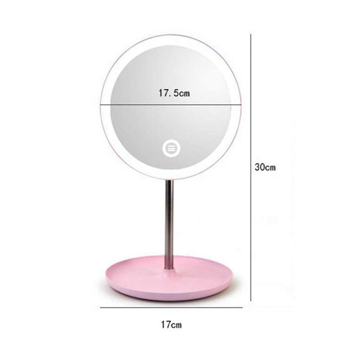 SPECCHIO TRUCCO CON LUCE LED BASE GIREVOLE BIANCO MAKE UP ILLUMINATO TOUCH 0246