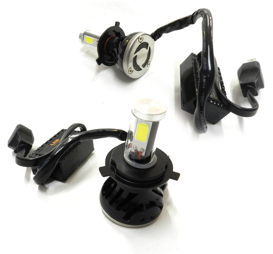 PAIRE AMPOULES PHARES DE REMPLACEMENT POUR VOITURE 4 LED 8S H4 HAUTE LUMINOSITÉ BLANC FROID