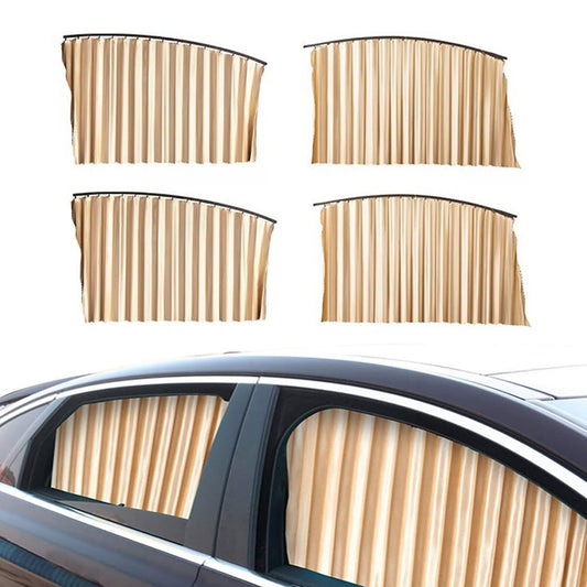 KIT 4 STORES PARE-SOLEIL ANTI-UV MAGNÉTIQUES POUR VOITURE AVANT ARRIÈRE BEIGE