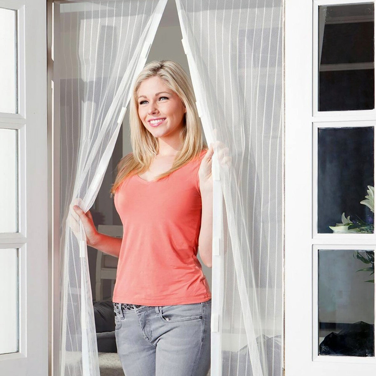 TENDA ZANZARIERA MAGNETICA MAGNETI INSETTI MOSCHE ZANZARE CASA 120X220CM BIANCA