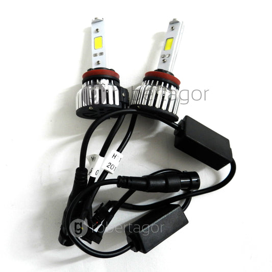 PAIRE AMPOULES PHARES DE RECHANGE VOITURE 2 LED 6S H11 HAUTE LUMINOSITÉ BLANC FROID