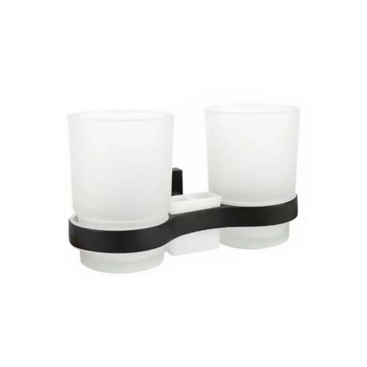 VERRES SUPPORT SALLE DE BAIN PORTE-BROSSE À DENTS VERRE NOIR MURAL MAISON 02104