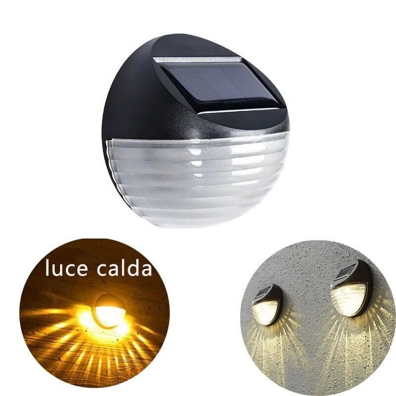 FARETTO 2 LED SOLARE SEGNAPASSO DA PARETE ESTERNO LUCE BIANCO CALDA TE-B0431