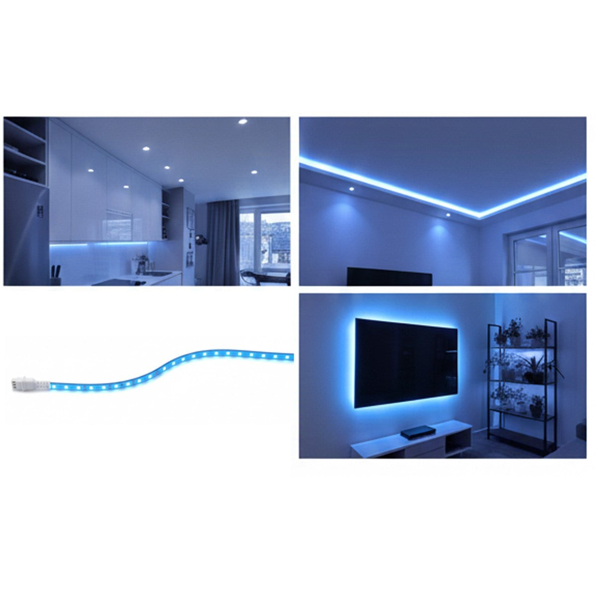 STRISCIA COB 15W/M ADESIVA 5M LUCE BLU 75W TAGLIABILE FLESSIBILE COB 320 LED 12V