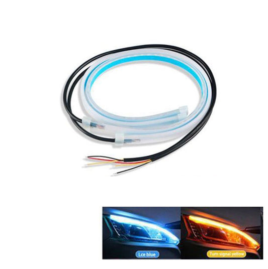 BANDE DE PHARE DE VOITURE LED TUBE NÉON 12V FLEXIBLE 60CM BLEU GLACÉ JAUNE AMBRE 03041
