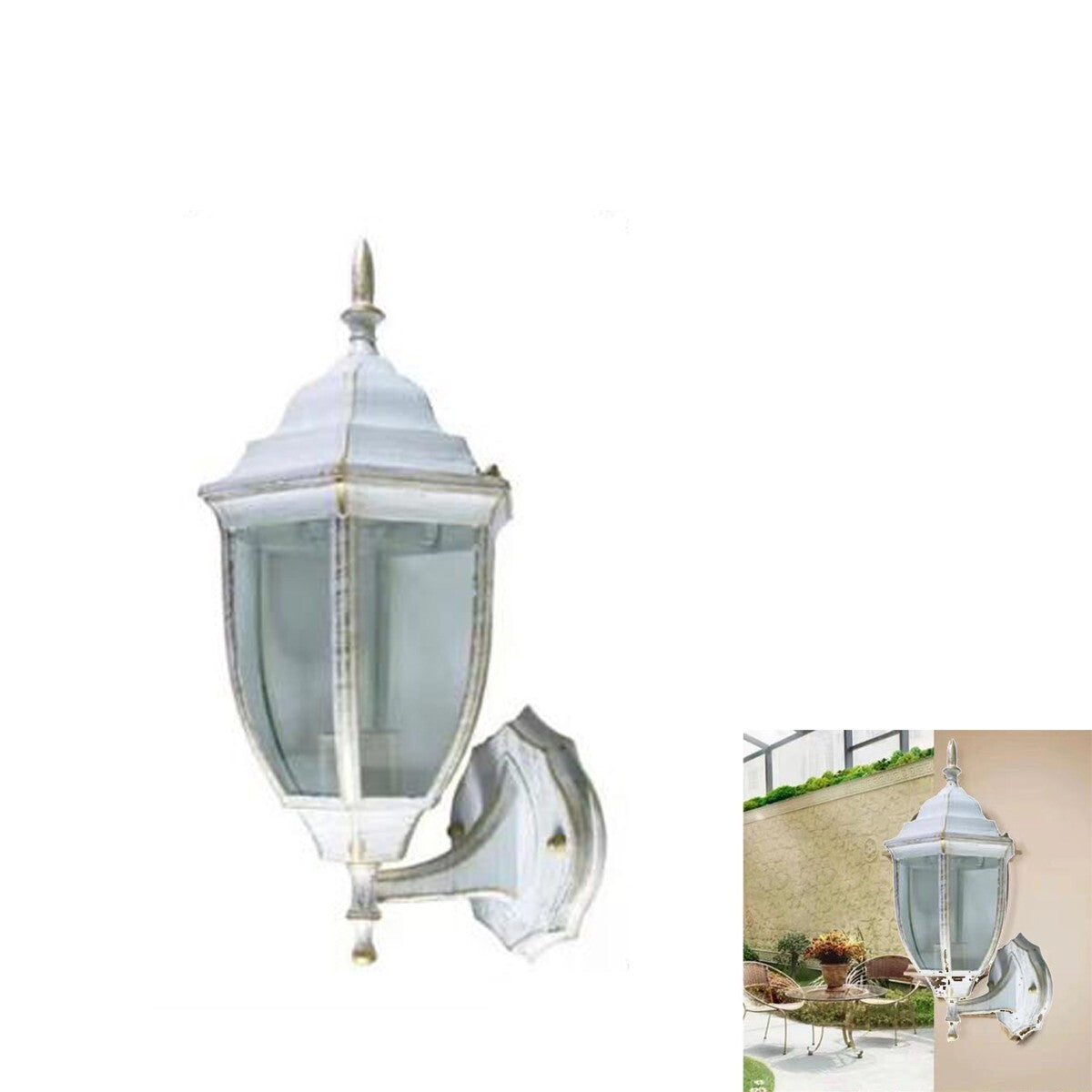 LAMPADA LANTERNA FARETTO MURO APPLIQUE DA GIARDINO ATTACCO E27 ESTERNO BIANCO*