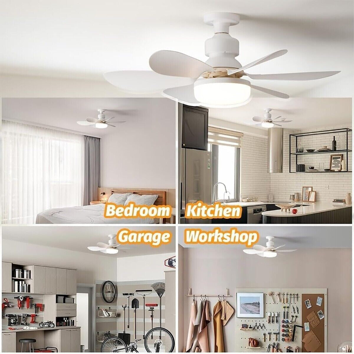 PLAFONNIER VENTILATEUR LED E27 DIMMABLE TÉLÉCOMMANDE 30W