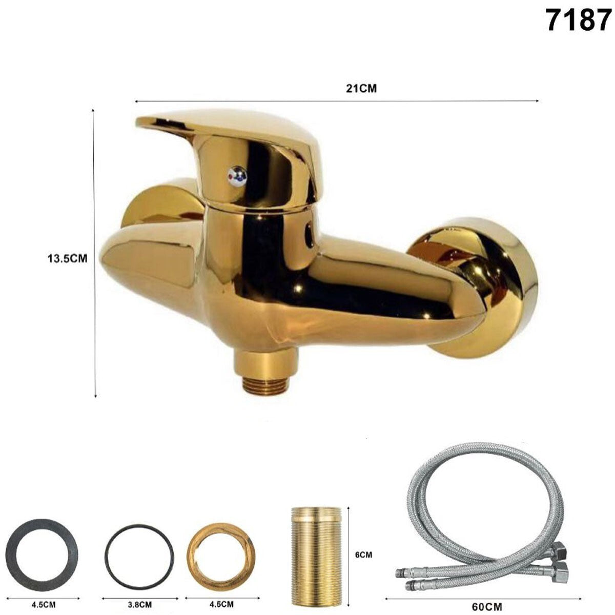 RUBINETTO MISCELATORE DORATO ORO CASA VASCA LAVABO LAVANDINO KIT MONTAGGIO 7187