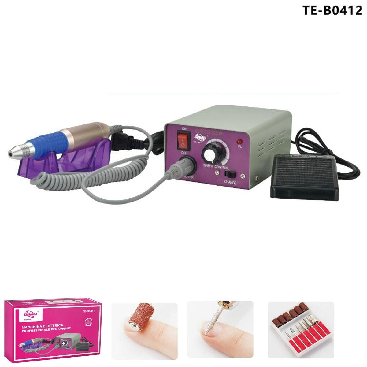 FRESA PROFESSIONALE PER RICOSTRUZIONE UNGHIE 25000 GIRI MM MANICURE NAIL ART