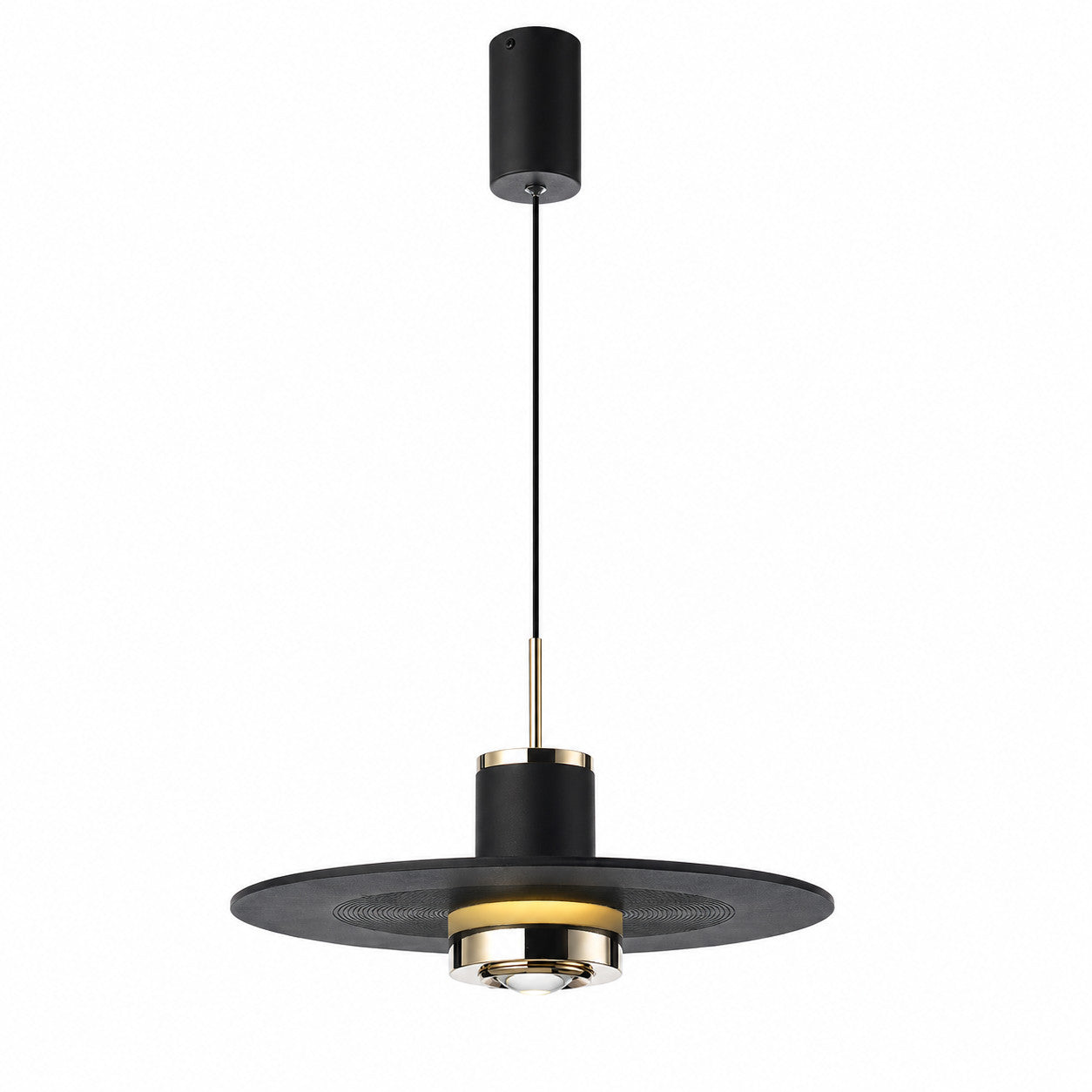LAMPADARIO LED SOSPENSIONE MODERNO NERO ORO 10W DIMMERABILE CCT REGOLABILE LP022