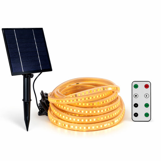 STRISCIA LED SOLARE 10 METRI TELECOMANDO BIANCO CALDO 3000K ESTERNO ET-31612
