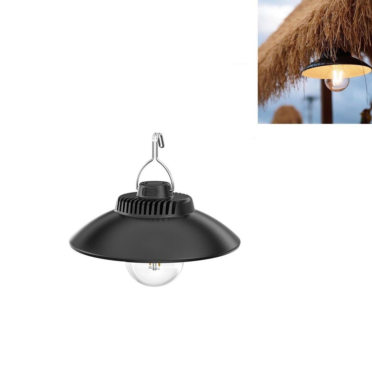 LAMPADA CAMPEGGIO LED RICARICABILE SOLARE CON GANCIO LUCE CALDA 3000K TE-B0627