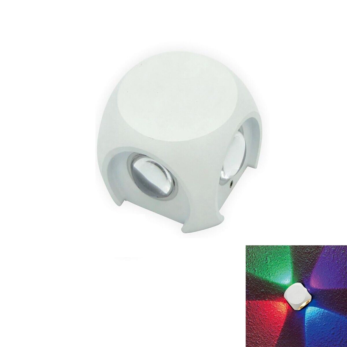 APPLIQUE LED 4 LAMPADA PARETE QUADRATO ESTERNO BIANCO RGB COLORI 4W ET-31322