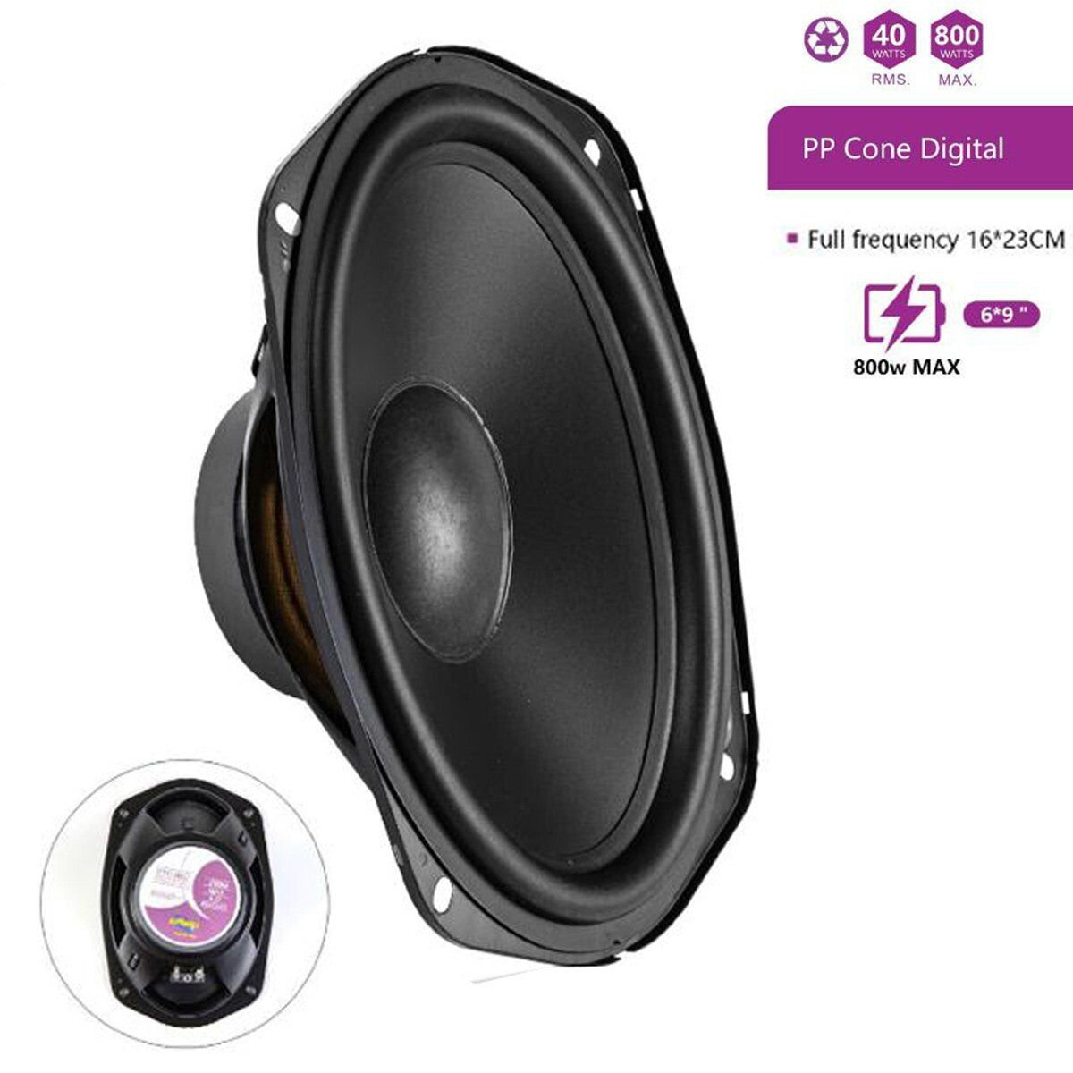HAUT-PARLEUR DE VOITURE 16X23 CM 40W RMS 800W MAX ENCEINTE CTC-6907*