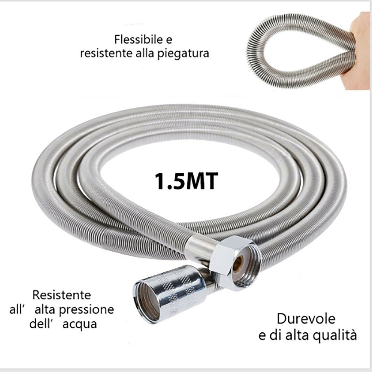 FLEXIBLE POUR DOUCHETTE DE DOUCHE BAIGNOIRE 1,5M ACIER CHROMÉ 01983