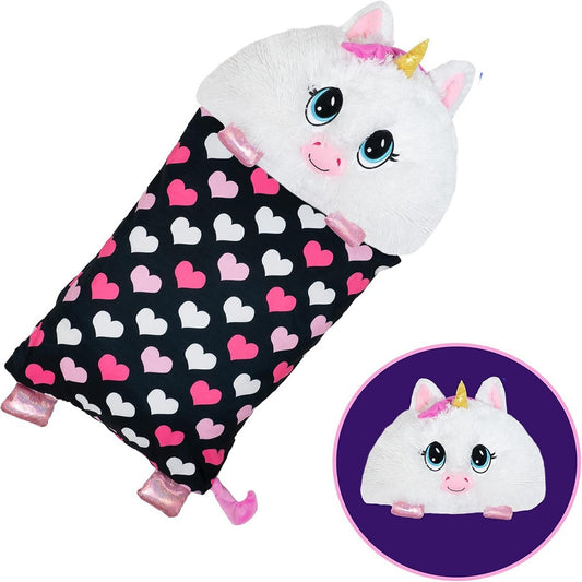 FEDERA COPRI CUSCINO CON PELUCHE UNICORNO RIMOVIBILE IDEA REGALO BAMBINA