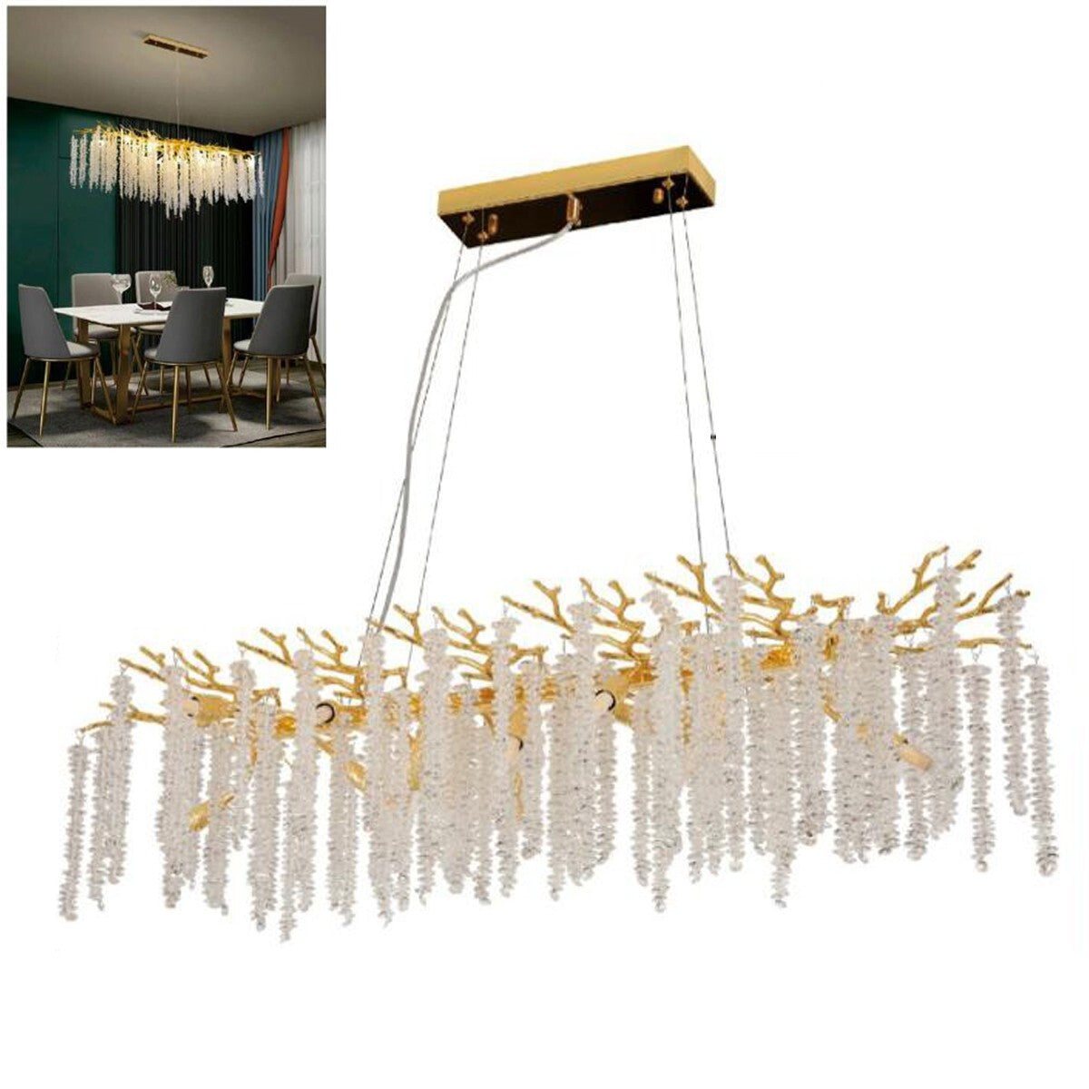 LAMPADARIO VINTAGE RAMI FIORI LUNGHI DI CRISTALLO VETRO RISTORANTE HOTEL J-173*