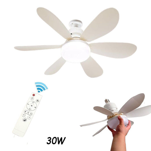 PLAFONNIER VENTILATEUR LED E27 DIMMABLE TÉLÉCOMMANDE 30W