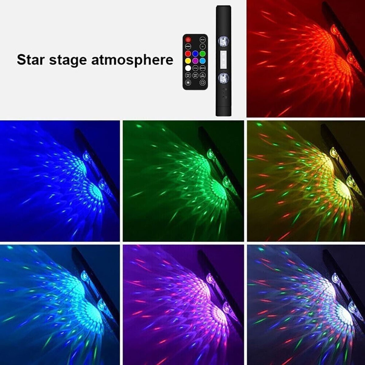 2 BARRE LED AUTO LUCE RGB INTERNI STELLE USB SENZA FILI ADESIVA CON TELECOMANDO