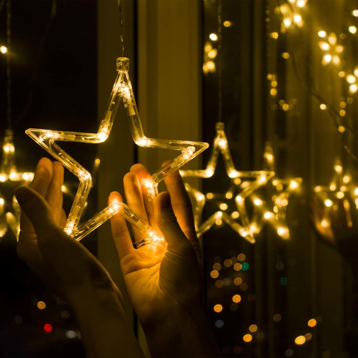 GUIRLANDE LUMINEUSE ÉTOILE BLANC CHAUD ÉTOILES LUMIÈRES LED NOËL FÊTES DÉCORATIONS
