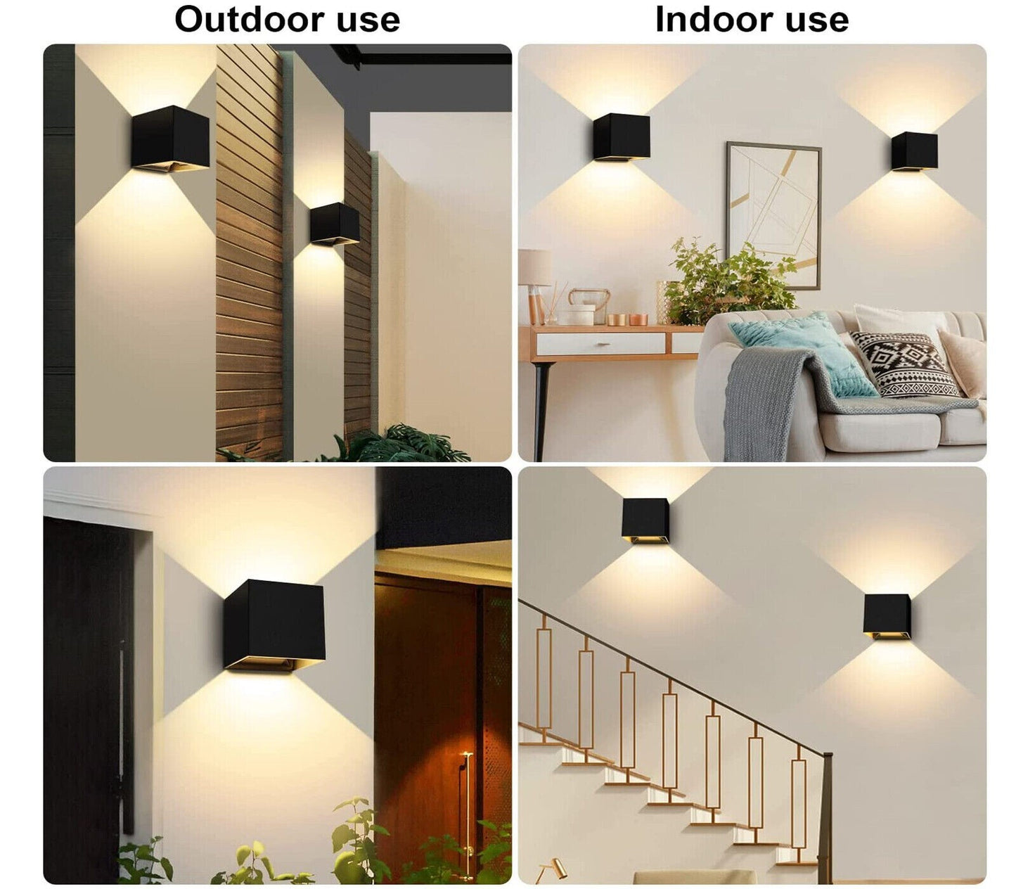 APPLIQUE MURALE LED COB 20W CARRÉE NOIRE CHAUD INTÉRIEUR EXTÉRIEUR 18