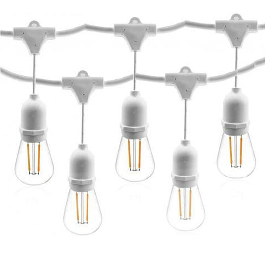 CATENARIA LUCI 5MT E 10 PORTALAMPADE E27 BIANCA ALLUNGABILE IP54 INTERNO ESTERNO