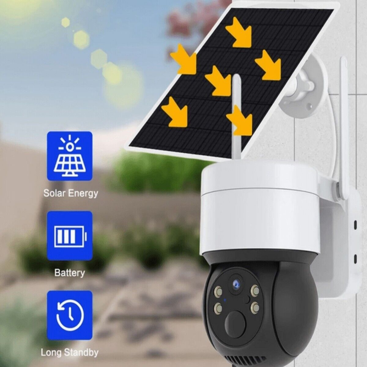 TELECAMERA VIDEOSORVEGLIANZA PANNELLO SOLARE WIFI SICUREZZA ALLARME JT-8258T