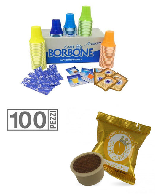 100 CAPSULES CAFE BORBONE MÉLANGE ORO KIT ACCESSOIRES LAVAZZA ESPRESSO POINT