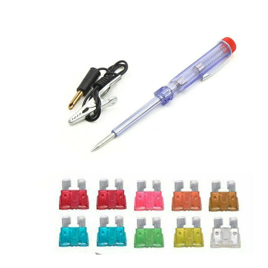 KIT 10 FUSIBLES AUTO MOTO TESTEUR PINCE ÉLECTROSONDE ET TOURNEVIS TESTEUR DE PHASE 02772