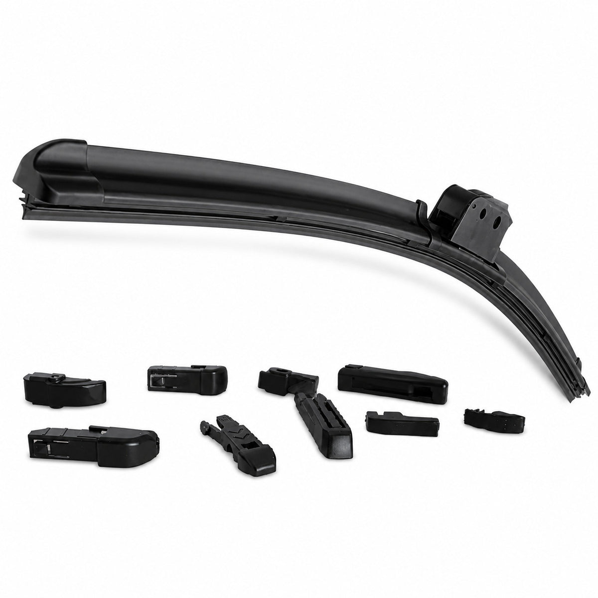 BALAIS ESSUIE-GLACE PLUIE UNIVERSELS VOITURE AERO PLAT 9 ADAPTATEURS 22" 550 mm