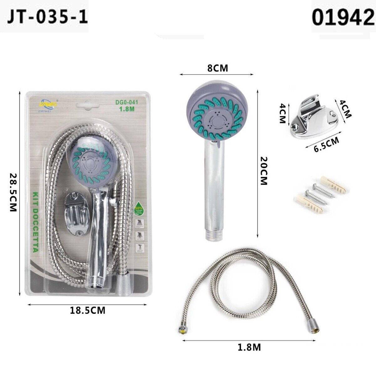 SOFFIONE BRACCIO DOCCINO MULTIGETTO BAGNO DOCCIA VASCA TUBO ROTONDO 01942