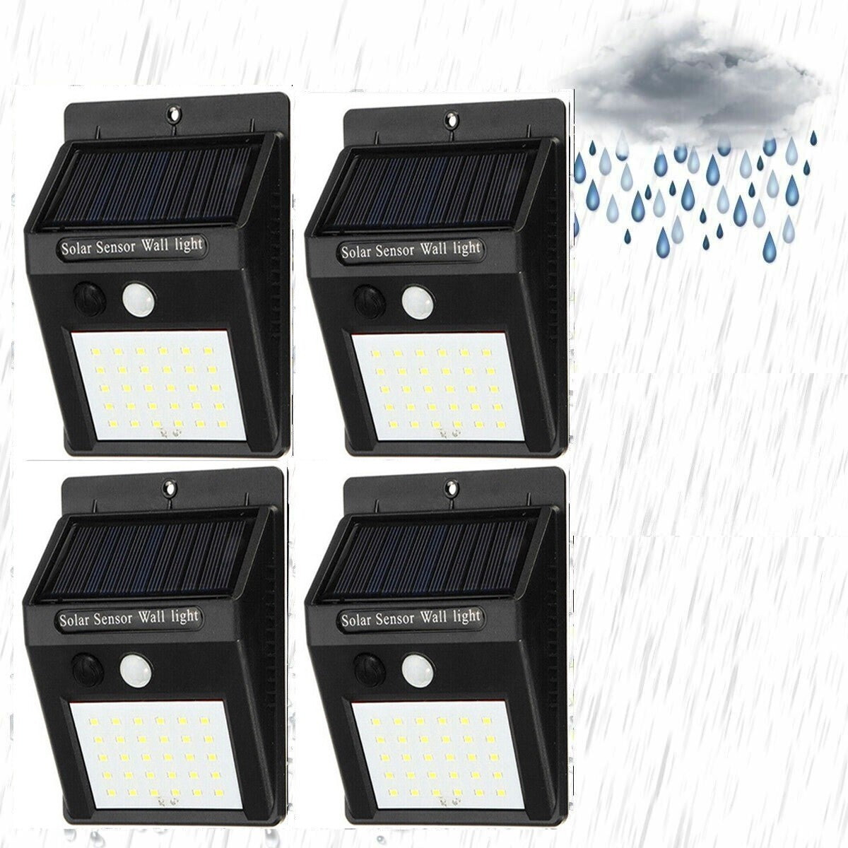 4 SPOTS 30 LED SOLAIRES EXTÉRIEURS LAMPE JARDIN SPOT PHOTOVOLTAÏQUE DÉTECTEUR